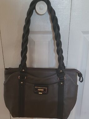 Women's Braided-Handle Shoulder Bag in Dark Brown